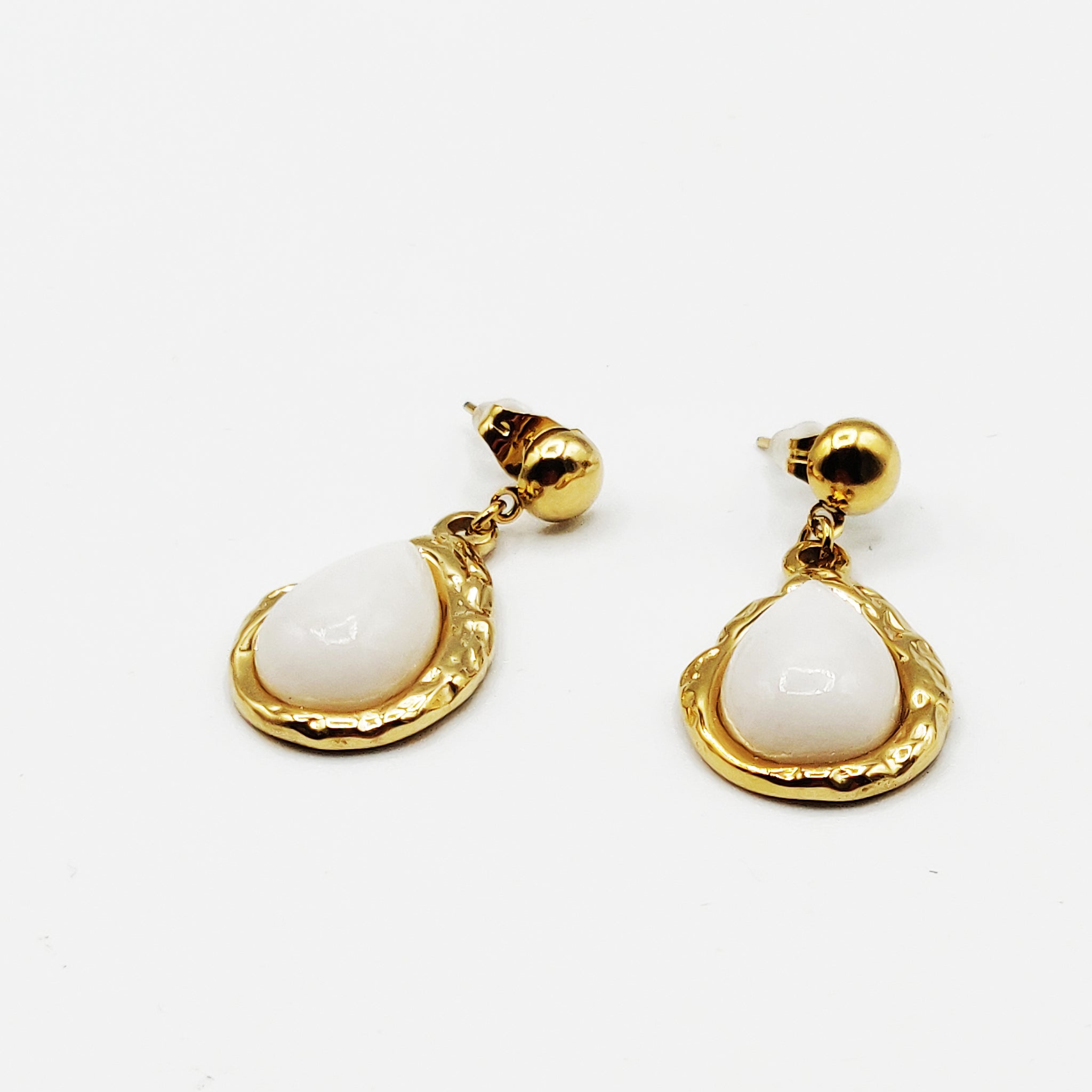 Boucles d'oreilles Gouttes Perles Blanches