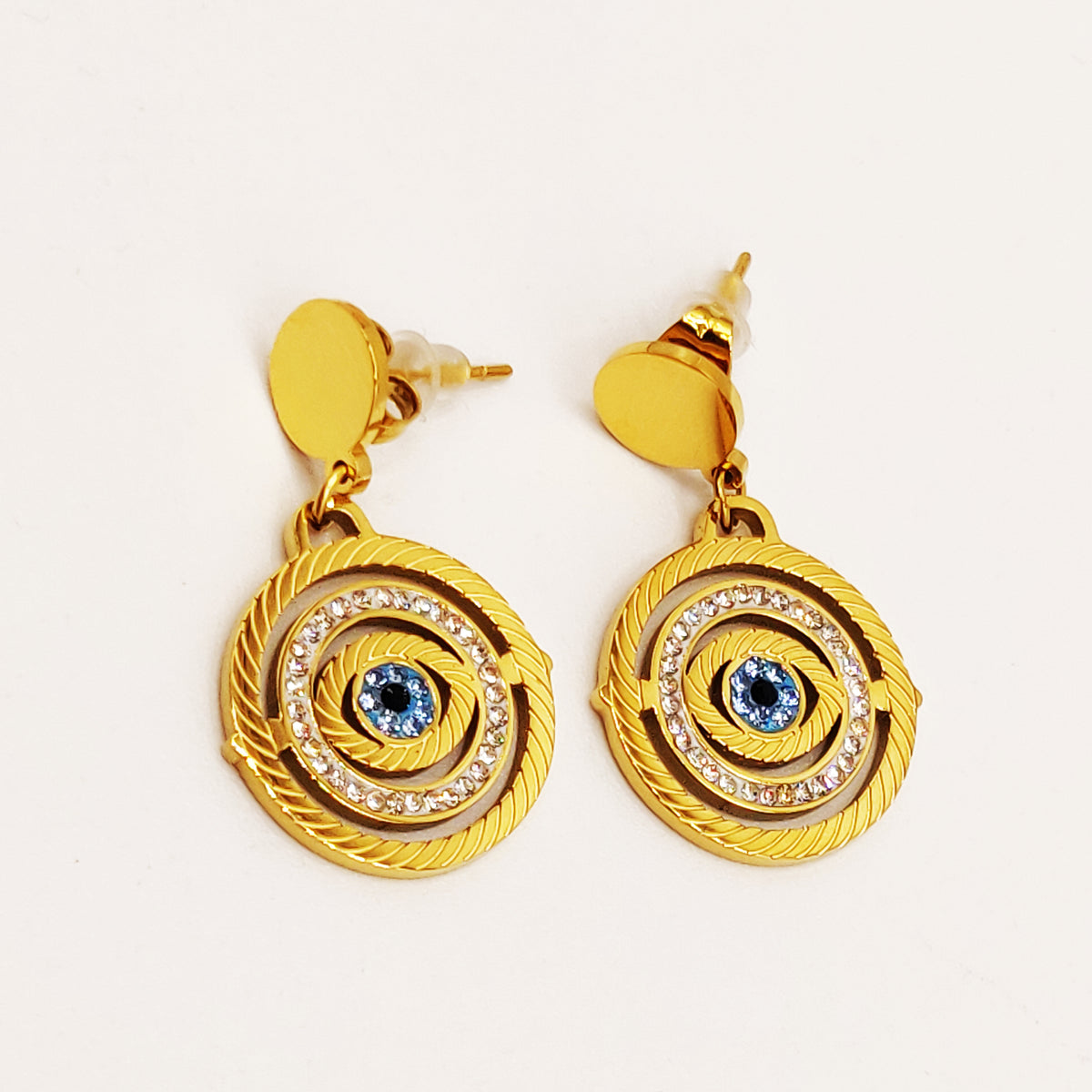 Boucles d'oreilles Grand Oeil Bleu Design Luxe