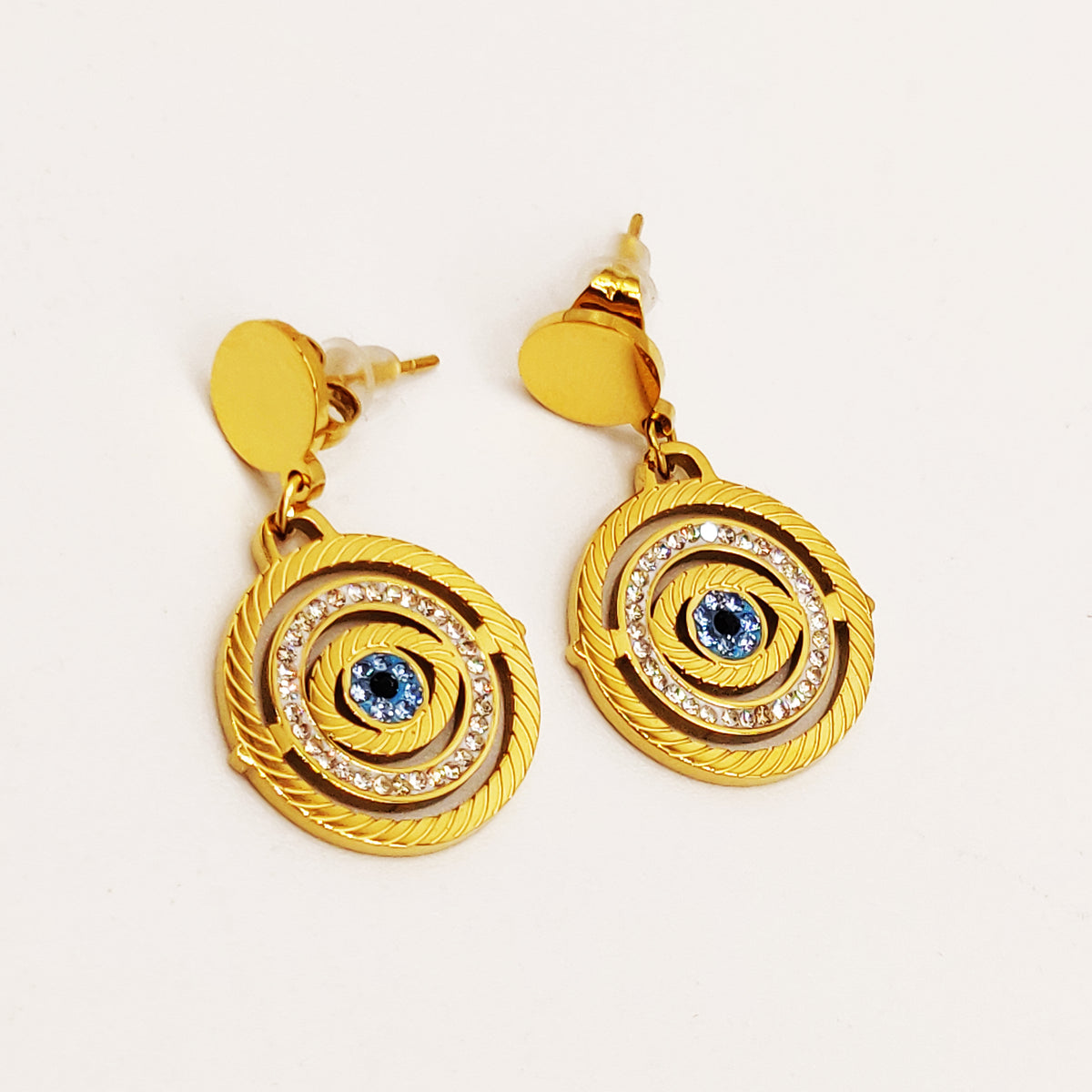 Boucles d'oreilles Grand Oeil Bleu Design Luxe