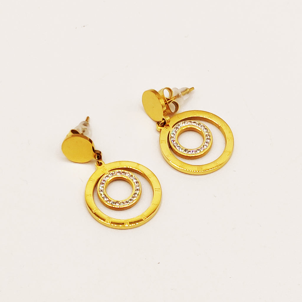Boucles d'oreilles Grand Pendentif Triple Cercles Luxe