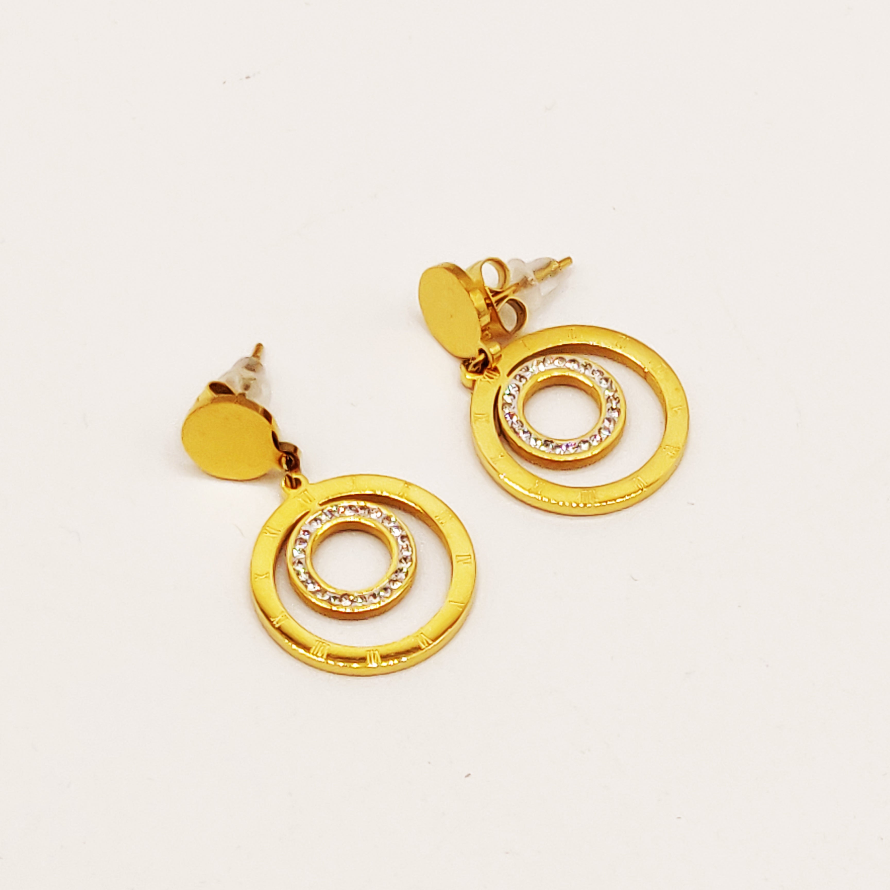 Boucles d'oreilles Grand Pendentif Triple Cercles Luxe