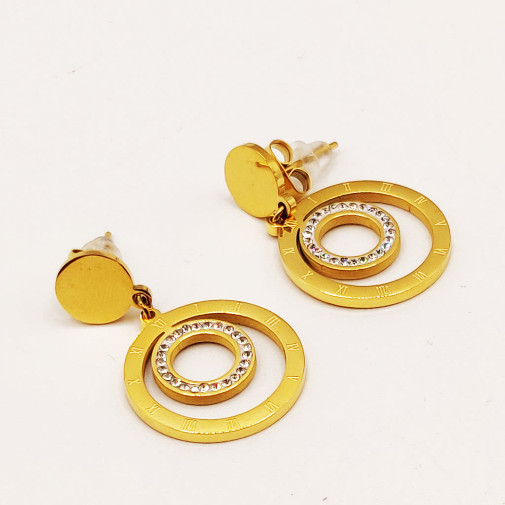 Boucles d'oreilles Grand Pendentif Triple Cercles Luxe
