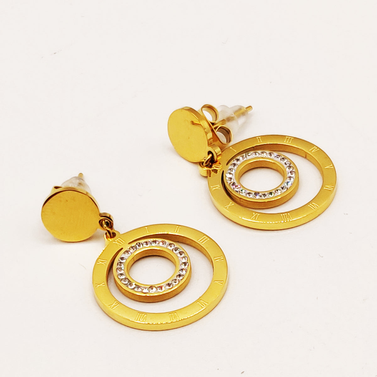 Boucles d'oreilles Grand Pendentif Triple Cercles Luxe