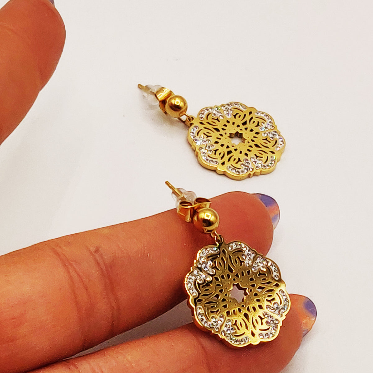 Boucles d'oreilles Grande Fleur Orientale Luxe