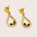 Boucles d'oreilles Grande Goutte Cristaux et Gouttes Vertes Luxe