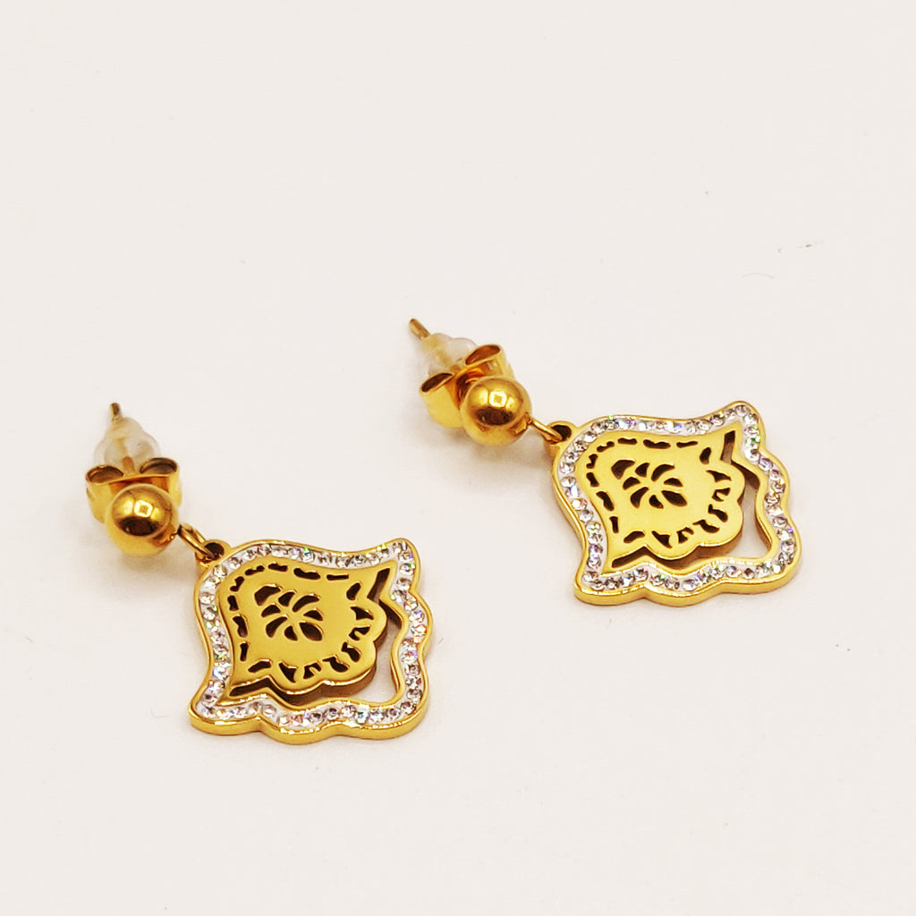 Boucles d'oreilles Grande Main de Fatma Cristaux Chic Luxe