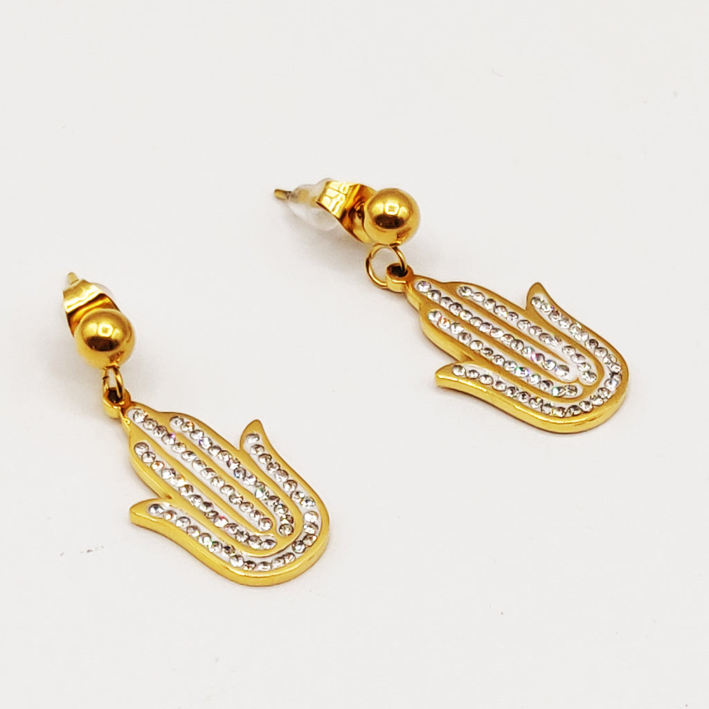 Boucles d'oreilles Grande Main de Fatma Fleur Luxe