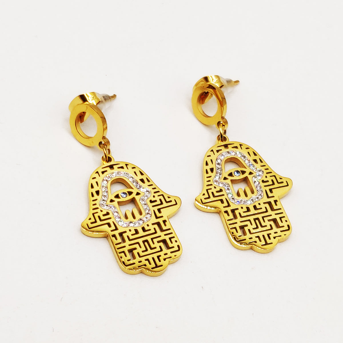 Boucles d'oreilles Grande Main de Fatma et Oeil Luxe