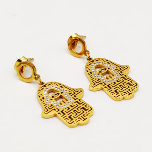 Boucles d'oreilles Grande Main de Fatma et Oeil Luxe
