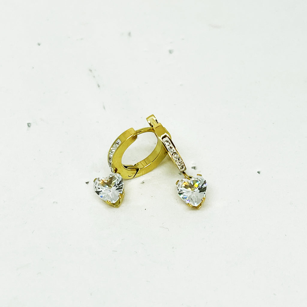 Boucles d'oreilles Gros Cristal Coeur