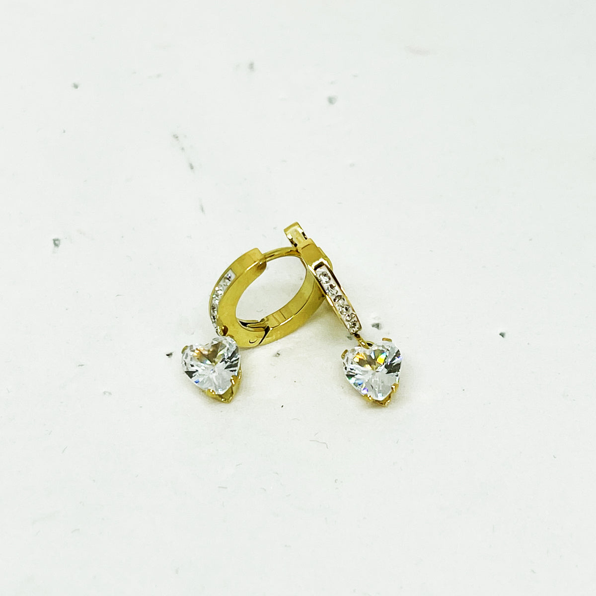 Boucles d'oreilles Gros Cristal Coeur
