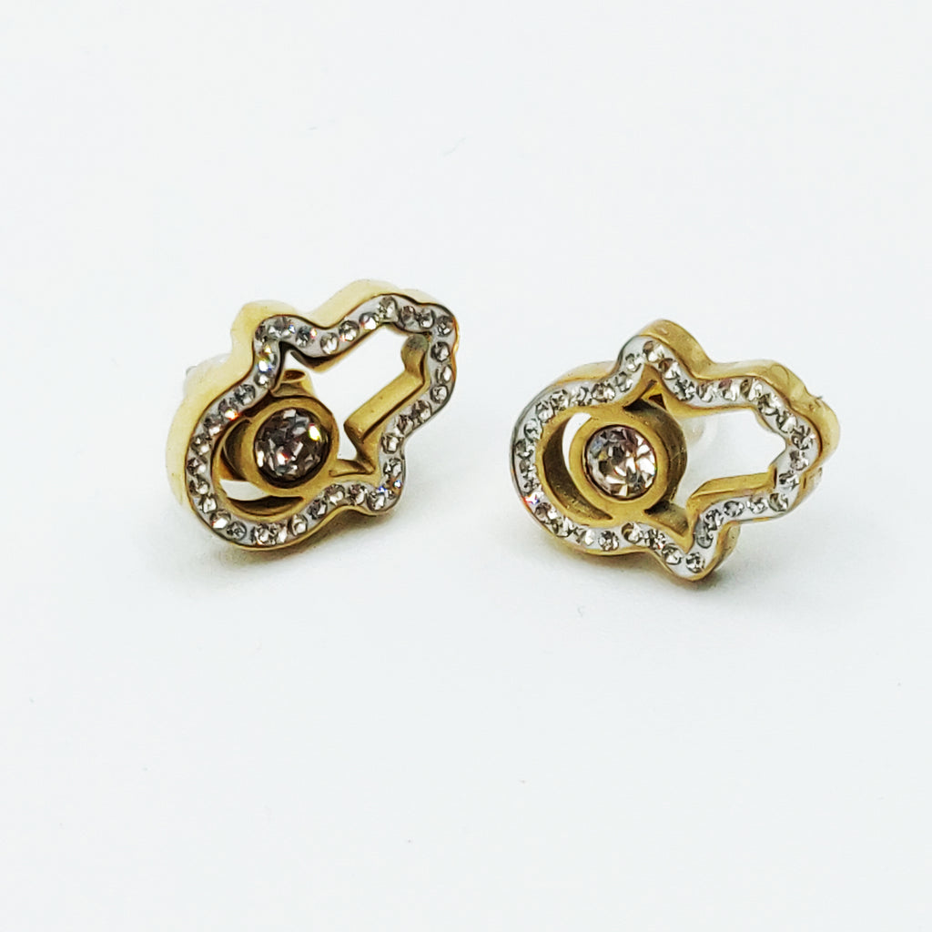 Boucles d'oreilles Main de Fatma Tour Cristaux