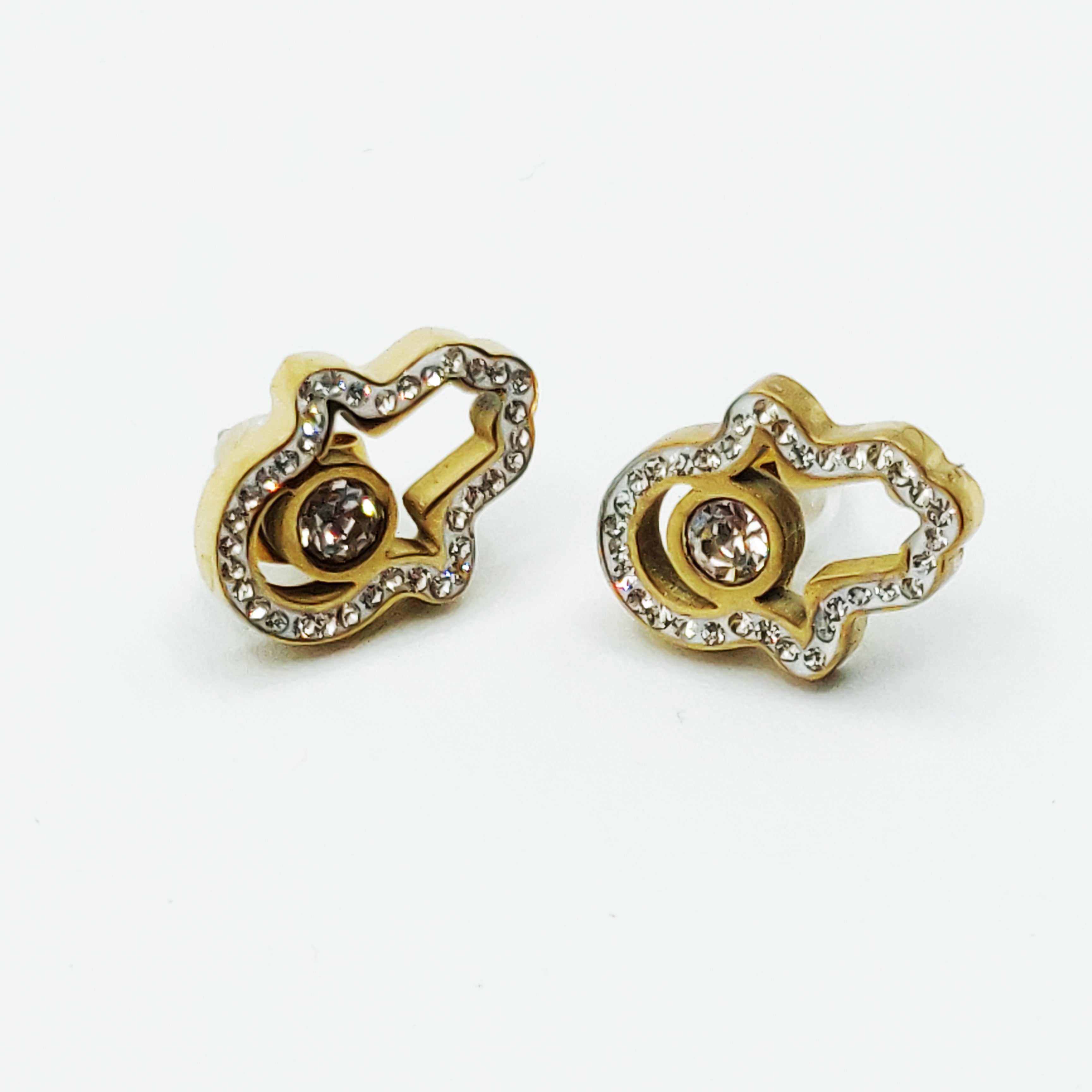 Boucles d'oreilles Main de Fatma Tour Cristaux