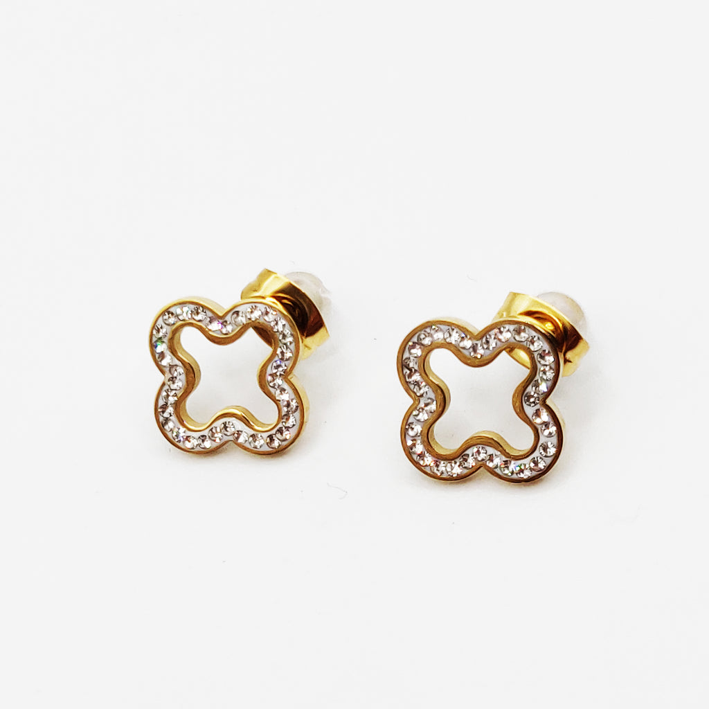Boucles d'oreilles Marguerites Creuses Cristaux