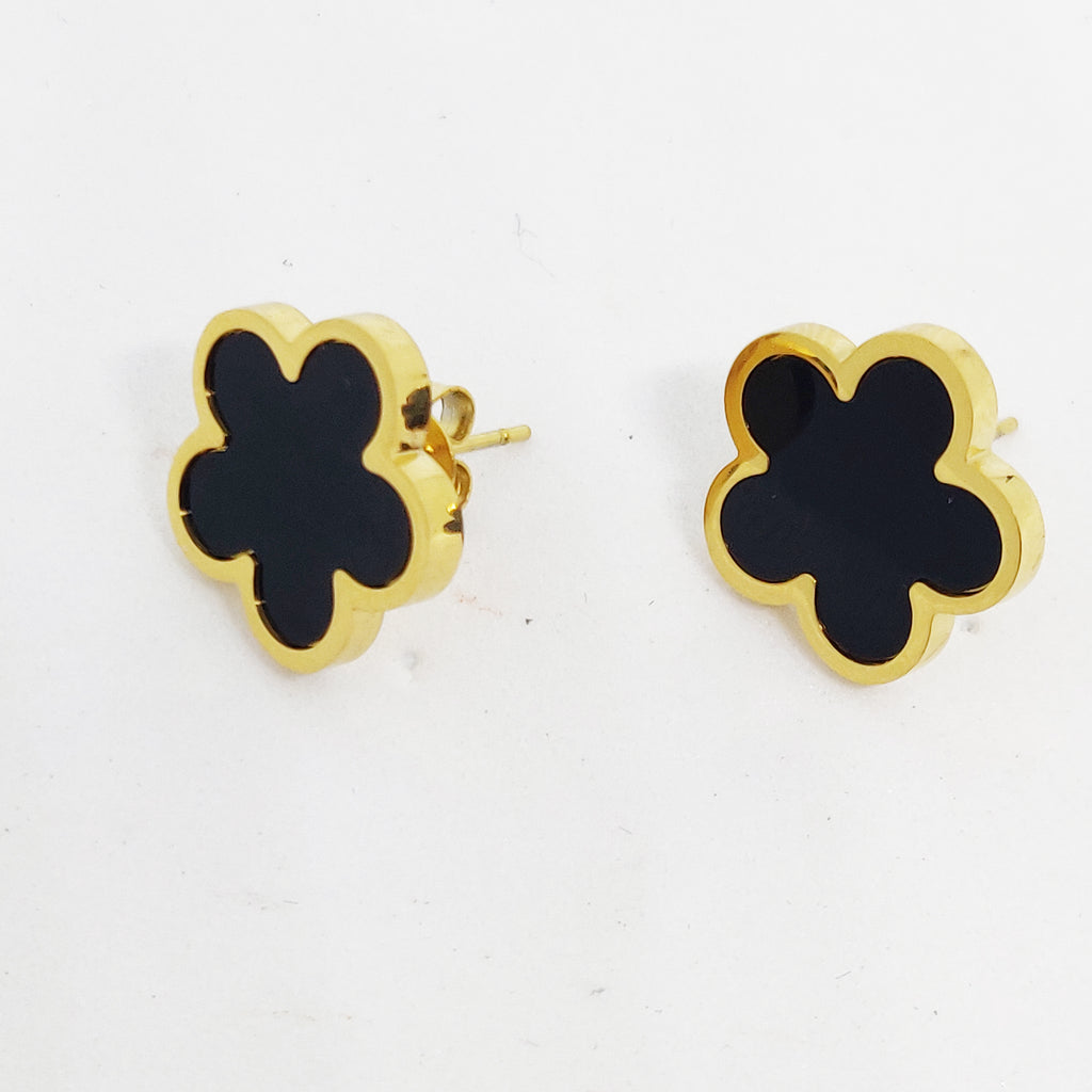 Boucles d'oreilles Marguerites Noir 2