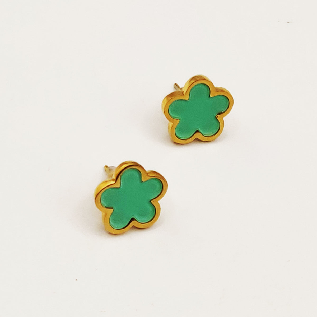Boucles d'oreilles Marguerites Vertes Claires
