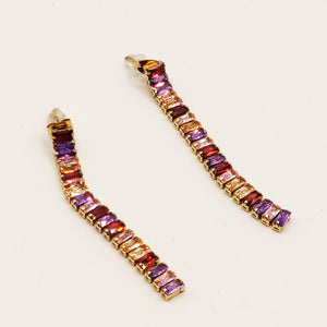 Boucles d'oreilles Multi Cristaux Rectangulaires Multicolores