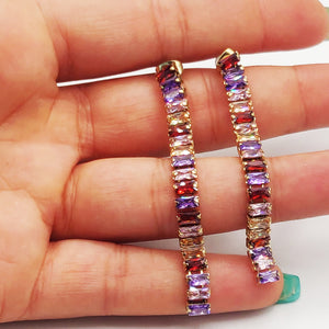 Boucles d'oreilles Multi Cristaux Rectangulaires Multicolores