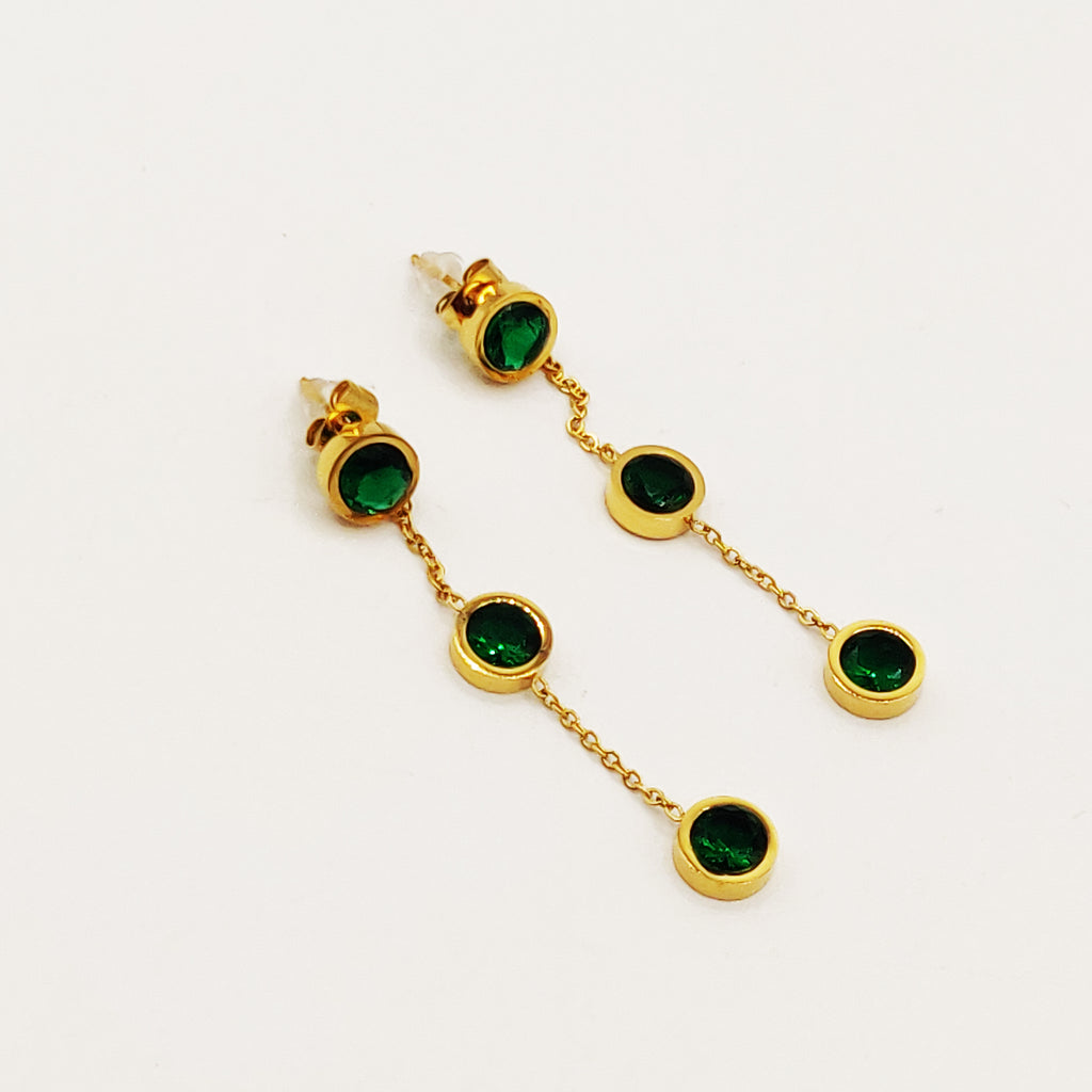Boucles d'oreilles Multi Cristaux Verts