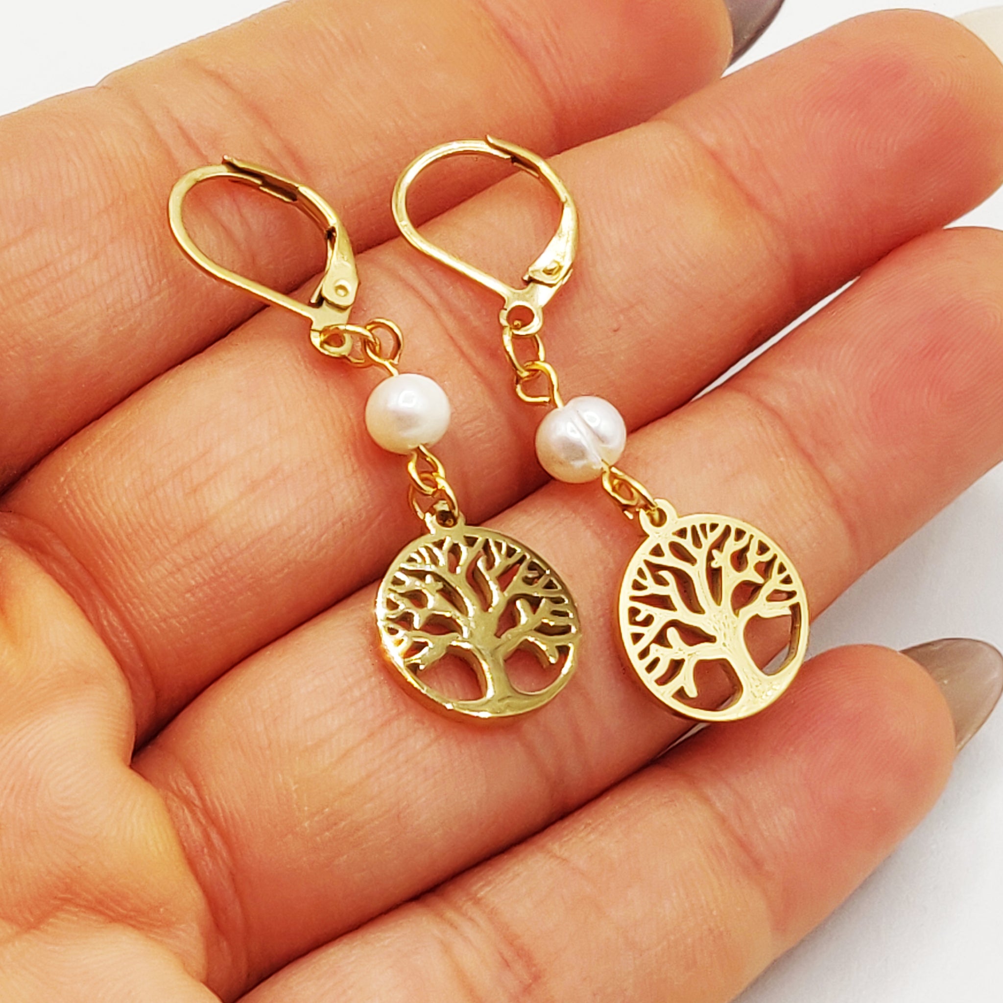 Boucles d'oreilles Multi Eden et Perles Blanches Luxe