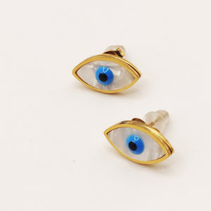 Boucles d'oreilles Oeil Blanc Nacré