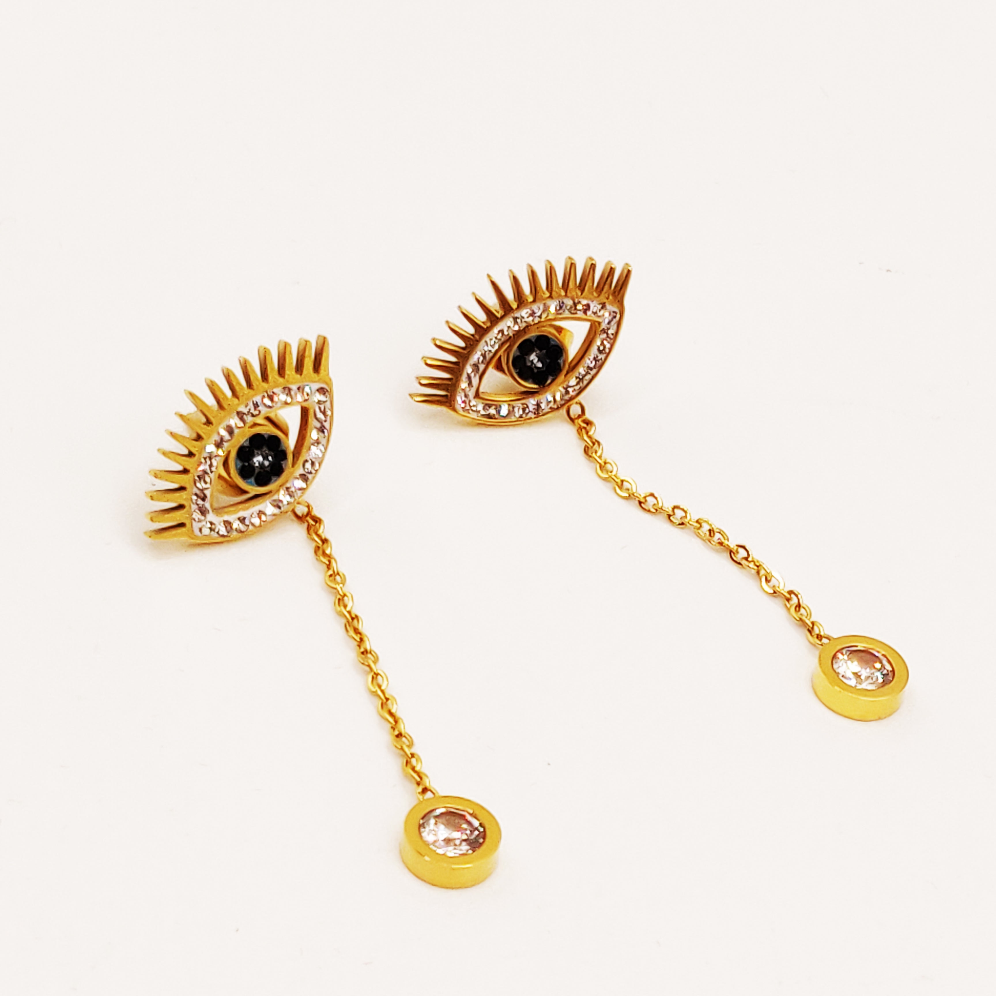 Boucles d'oreilles Oeil Bleu Cristal Descendant Luxe