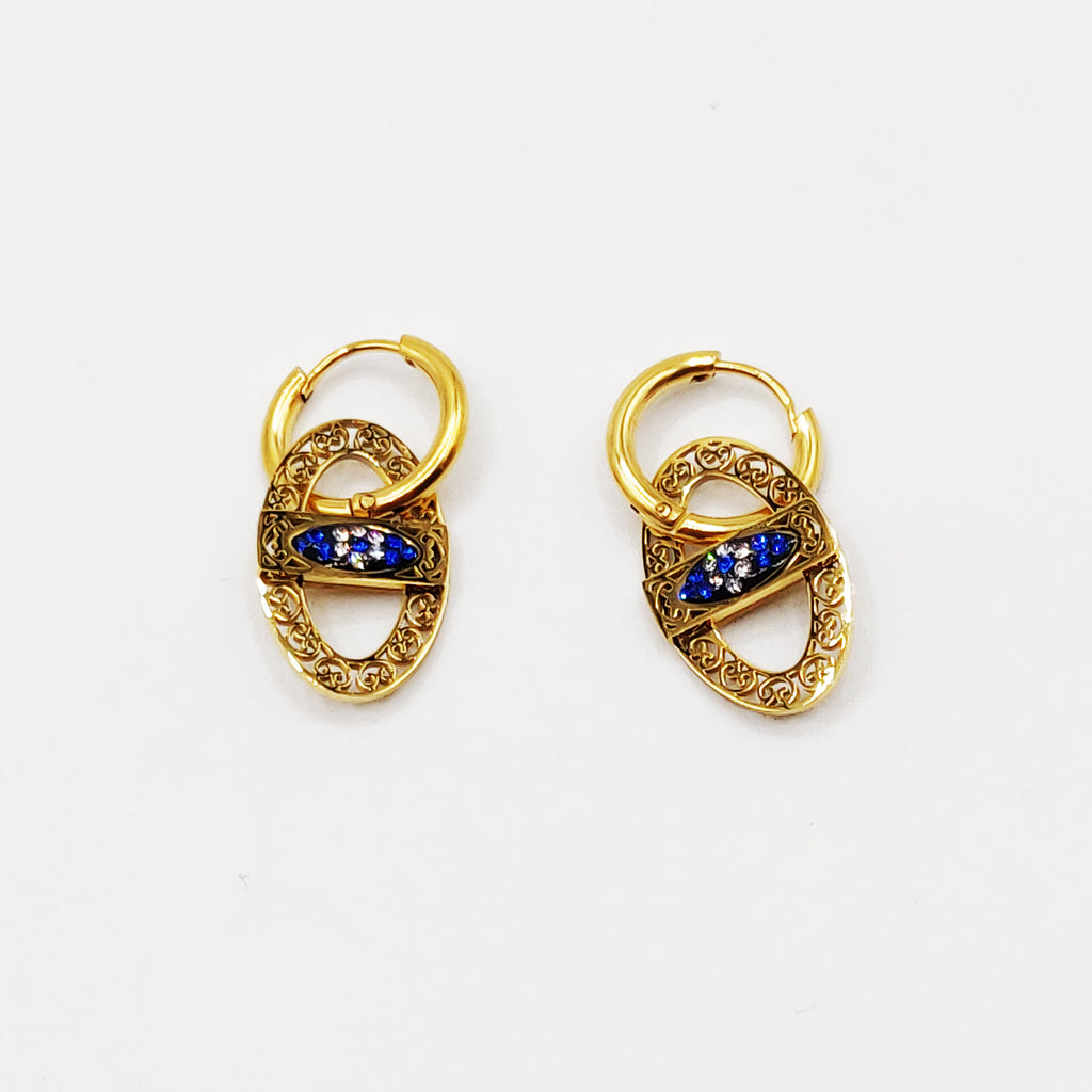 Boucles d'oreilles Oeil Bleu Roi