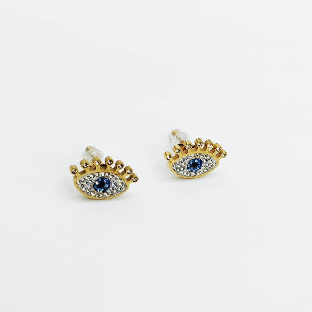 Boucles d'oreilles Oeil Couronne Cristaux