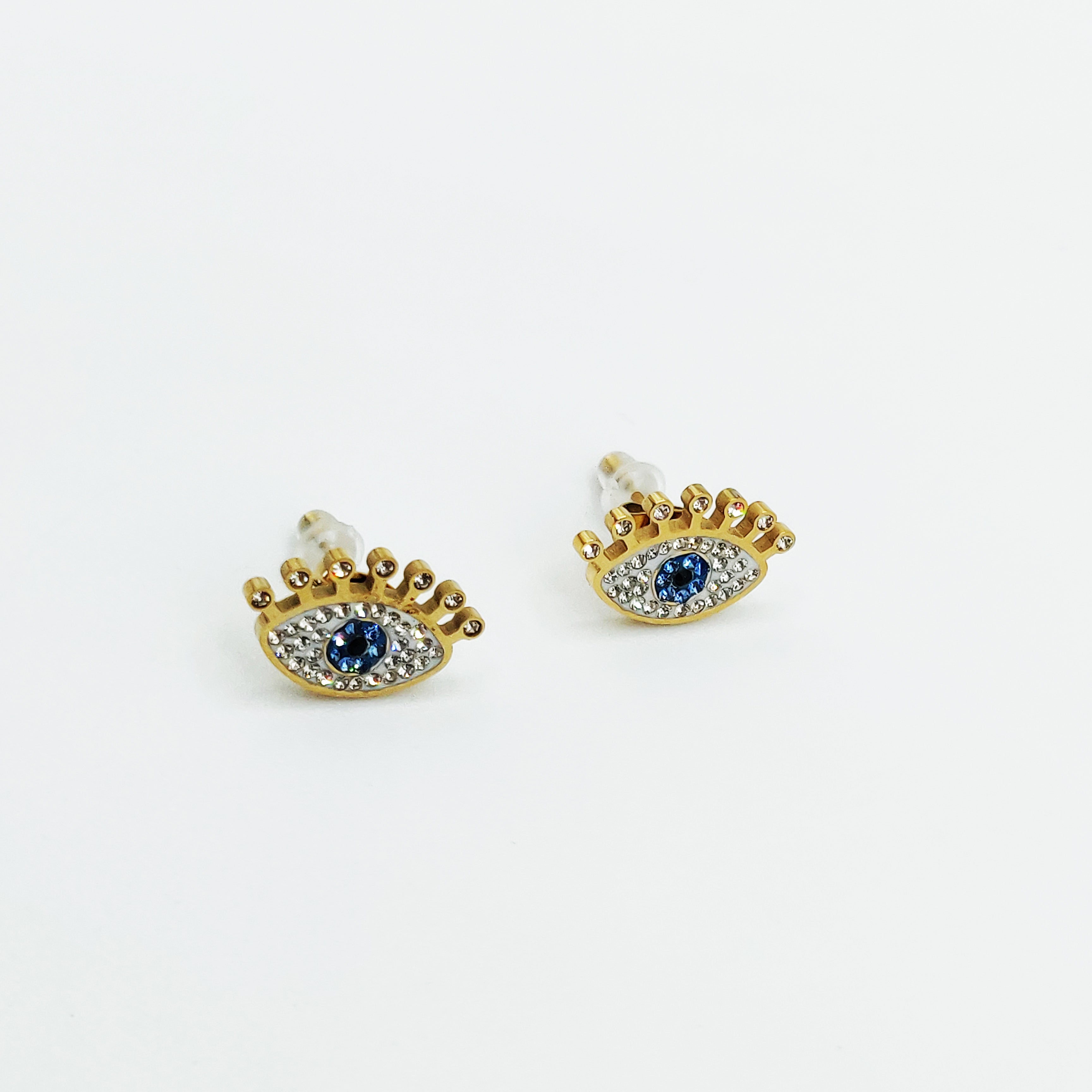 Boucles d'oreilles Oeil Couronne Cristaux
