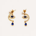 Boucles d'oreilles Oeil Cristaux et Gouttes Bleues