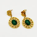 Boucles d'oreilles Ovale Cristaux et Perle Verte Luxe