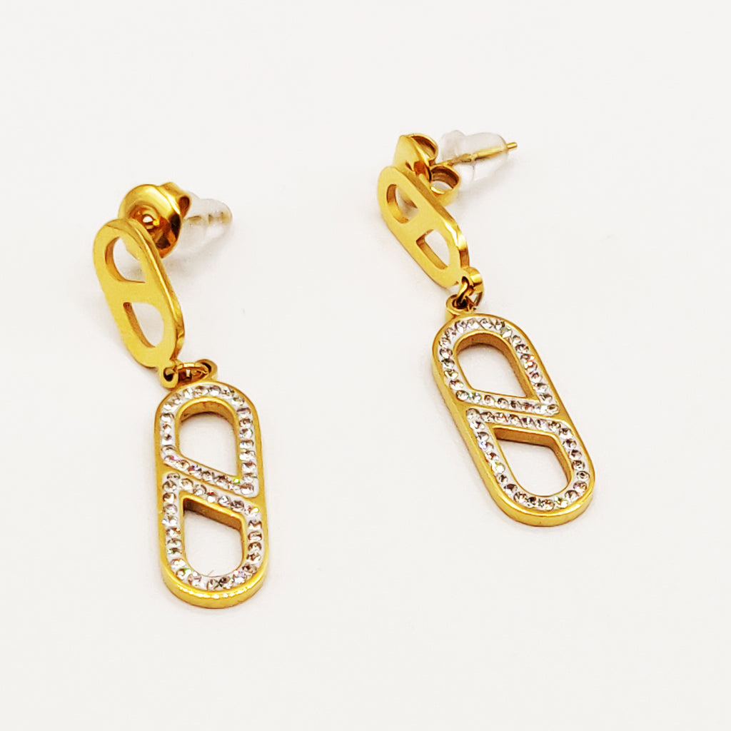 Boucles d'oreilles Ovales Coupés Cristaux