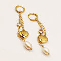 Boucles d'oreilles Pendentifs Coeur et Perle Blanche Luxe