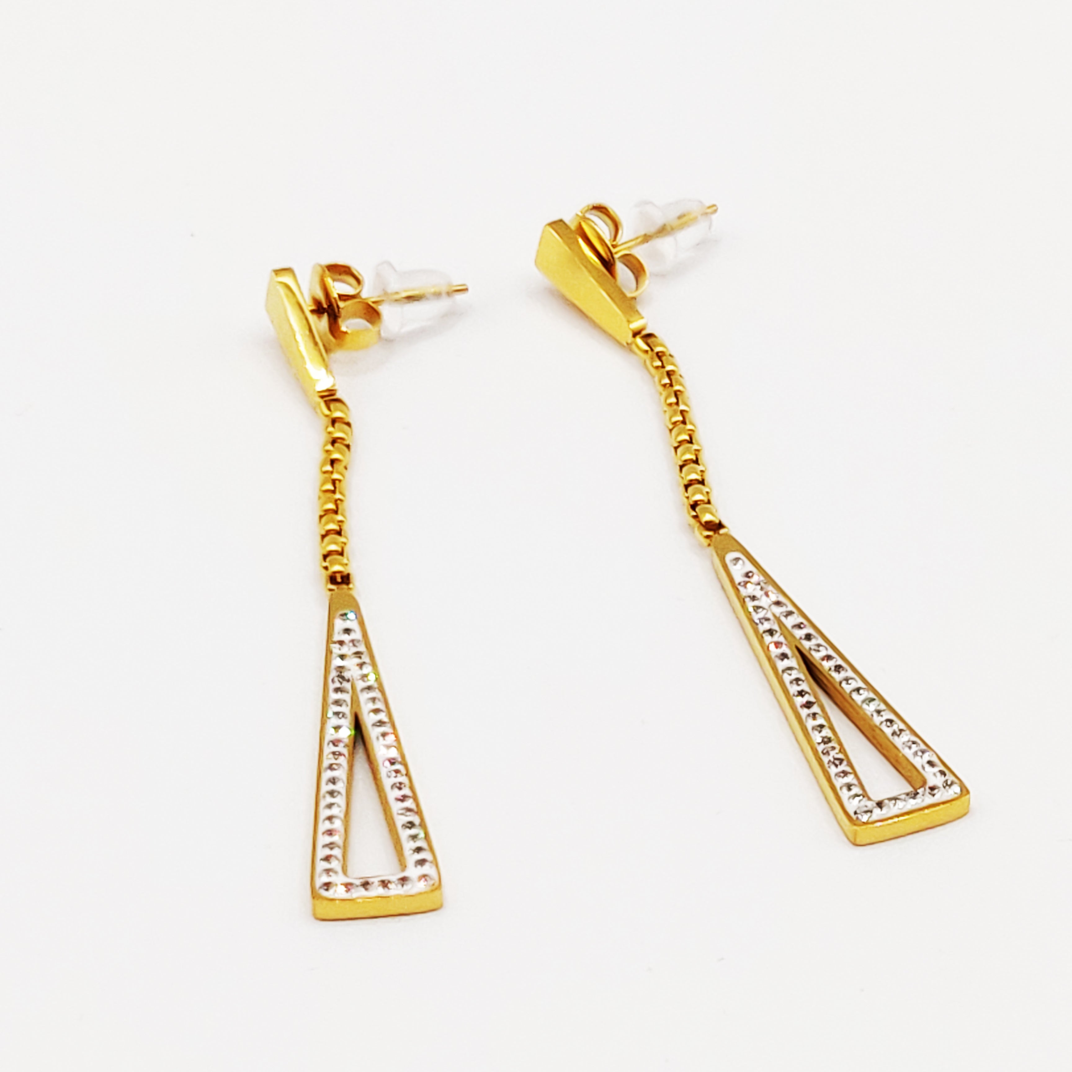 Boucles d'oreilles Pendentifs Triangles Cristaux