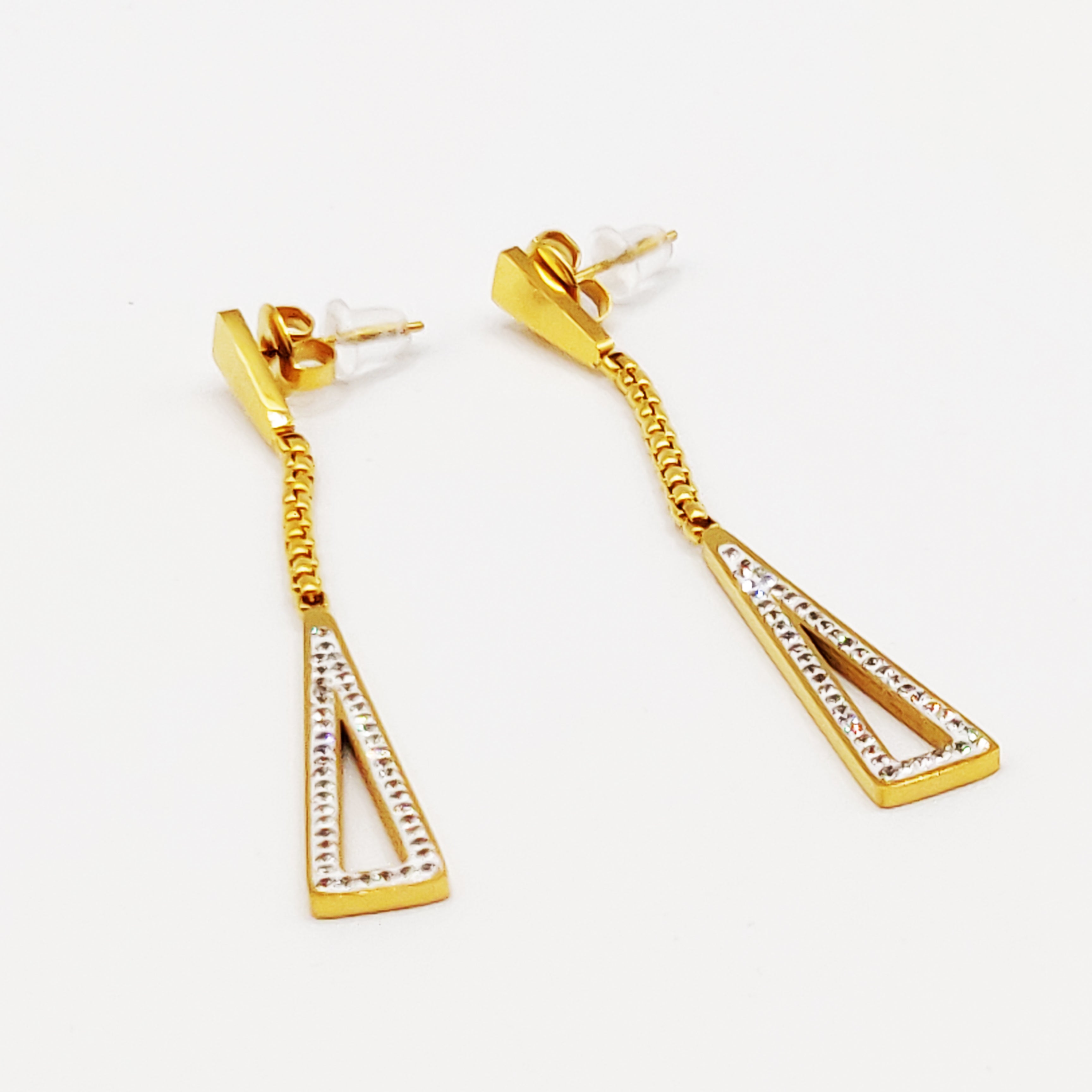 Boucles d'oreilles Pendentifs Triangles Cristaux