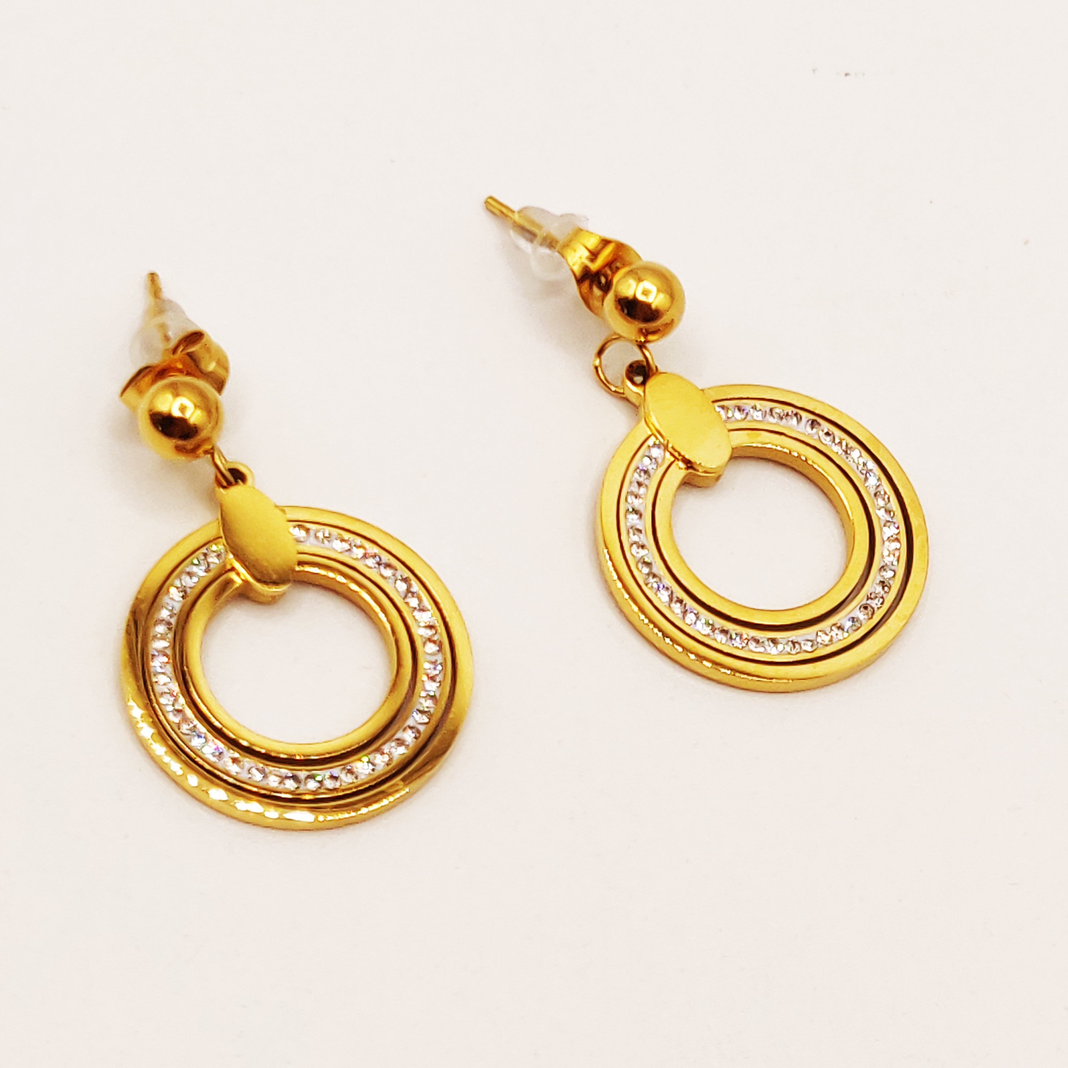 Boucles d'oreilles Pendentifs Triple Cercles Luxe