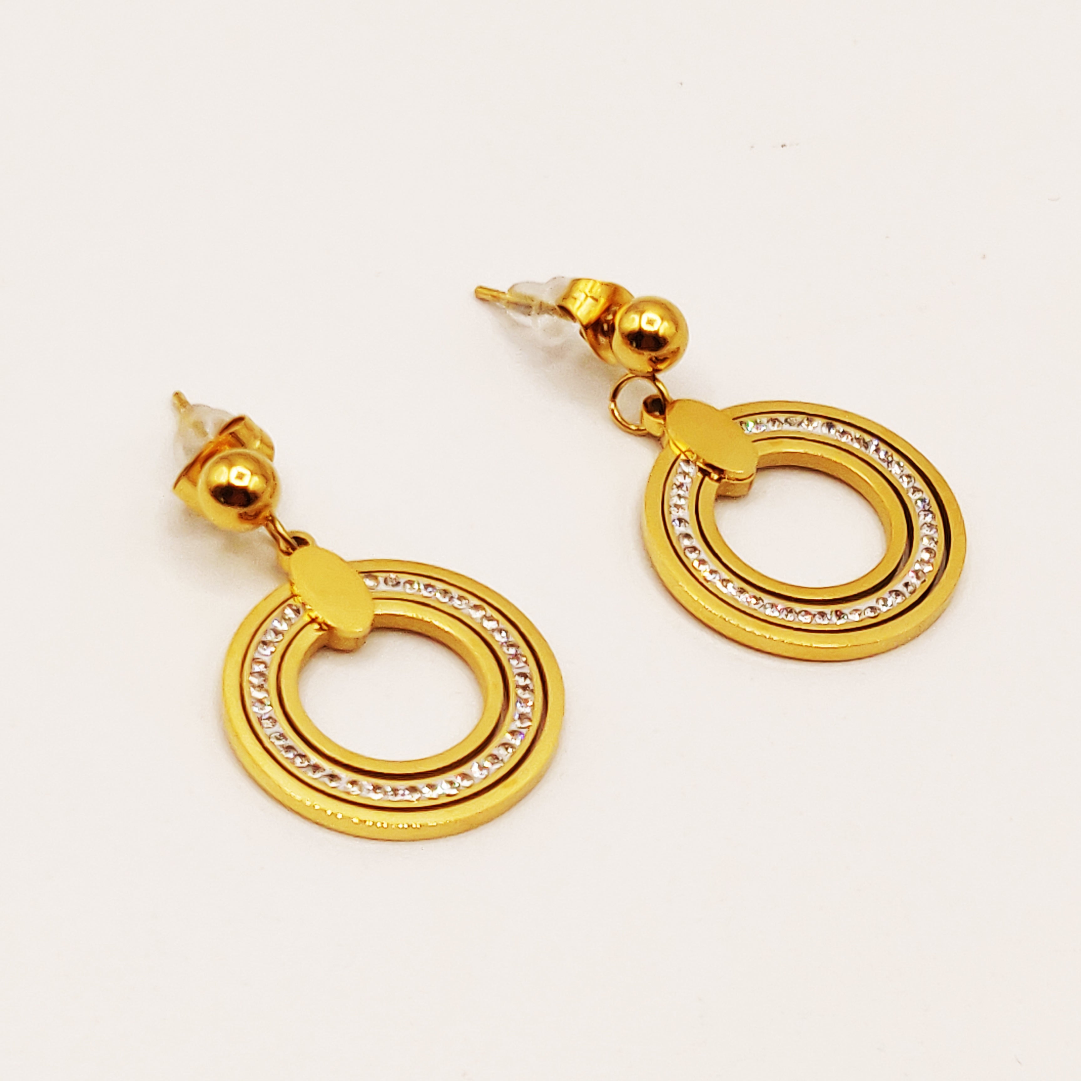 Boucles d'oreilles Pendentifs Triple Cercles Luxe