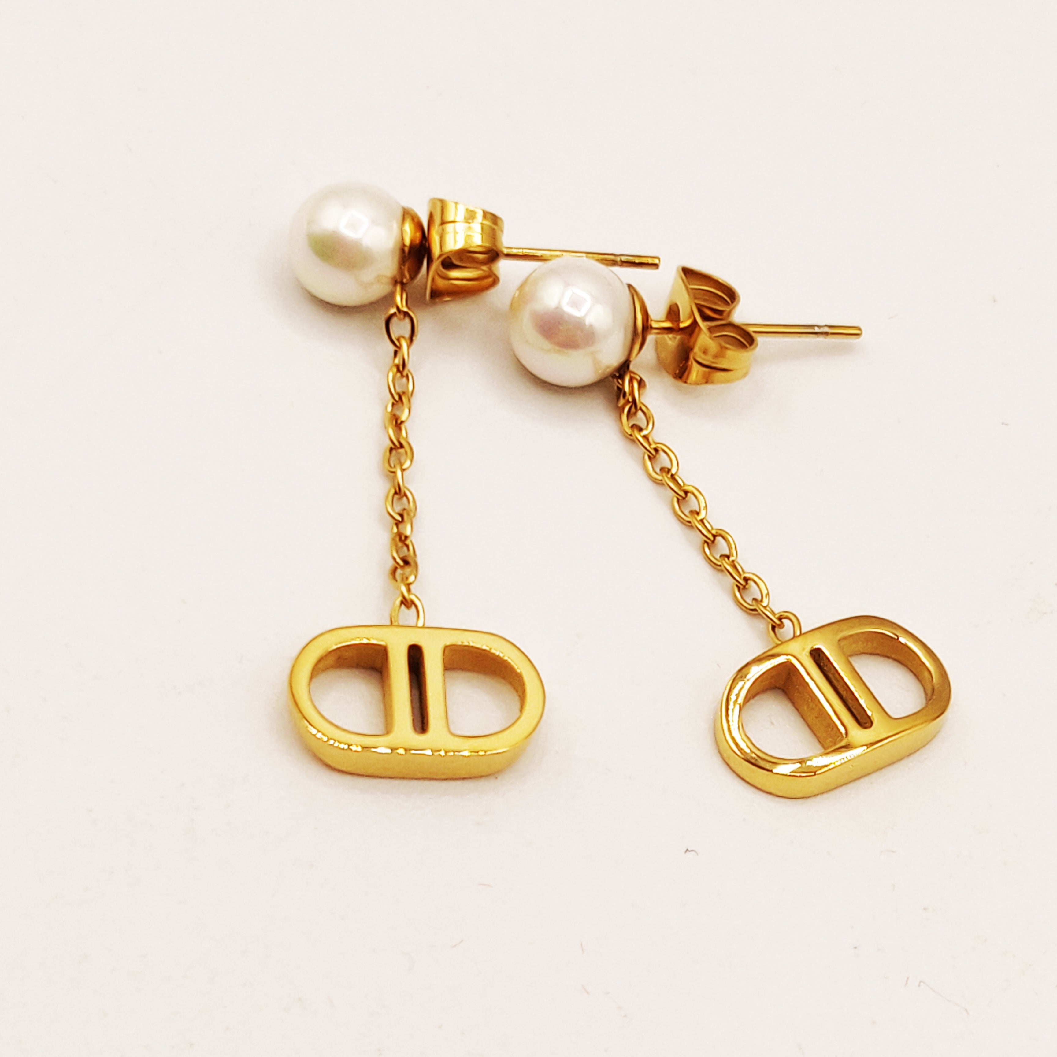 Boucles d'oreilles Perles d'imitation Blanches Pendentifs ᗡD Luxe
