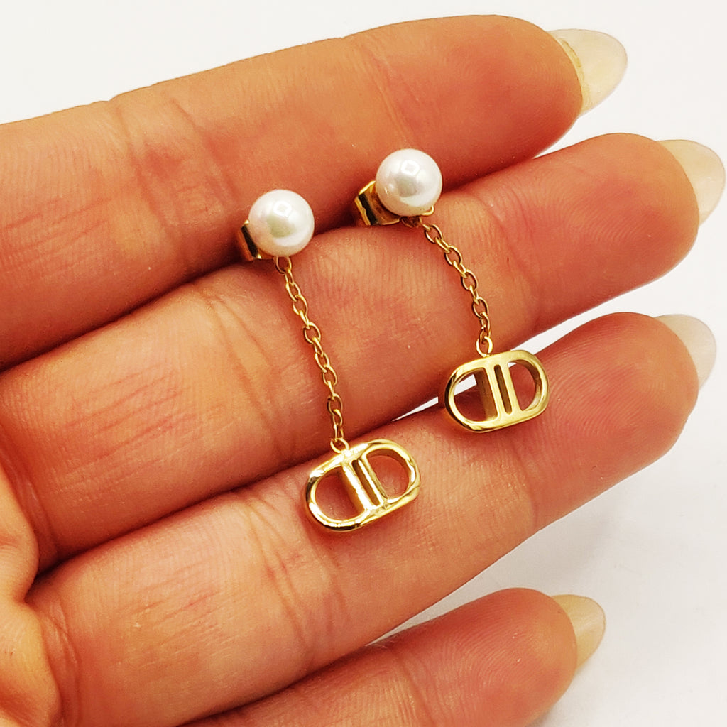 Boucles d'oreilles Perles d'imitation Blanches Pendentifs ᗡD Luxe