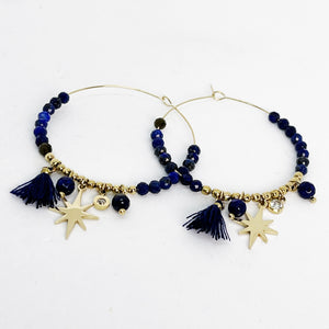 Boucles d'oreilles Perles Bleues