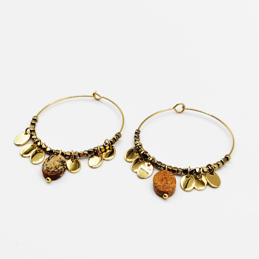 Boucles d'oreilles Perles Marrons