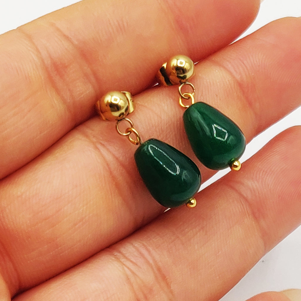 Boucles d'oreilles Perles Vertes Luxe
