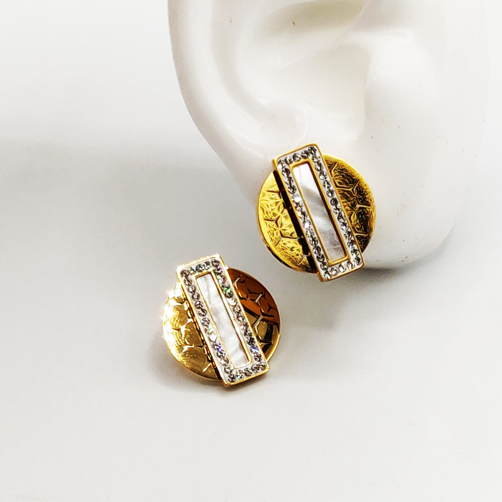 Boucles d'oreilles Rectangle Blanc Nacré Luxe
