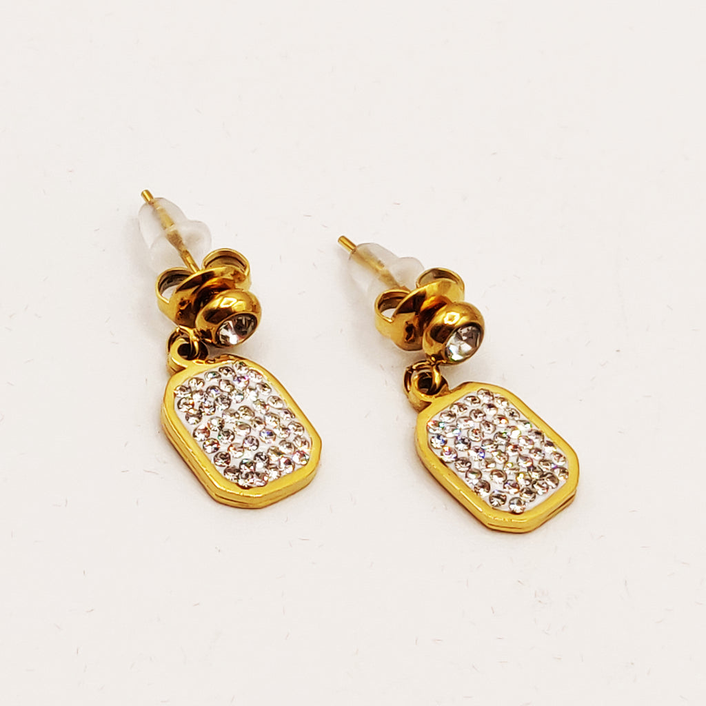 Boucles d'oreilles Rectangle Cristaux
