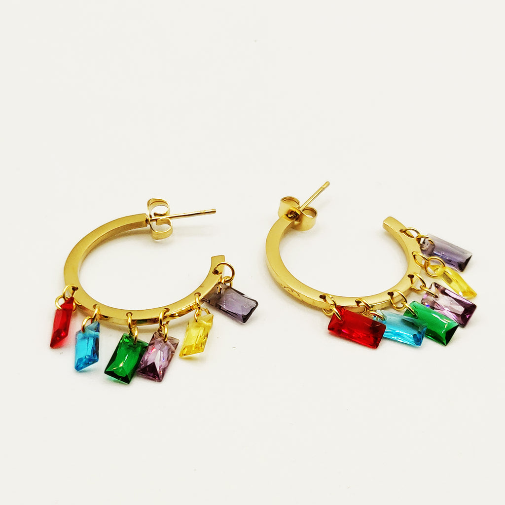 Boucles d'oreilles Rectangles Multicolores
