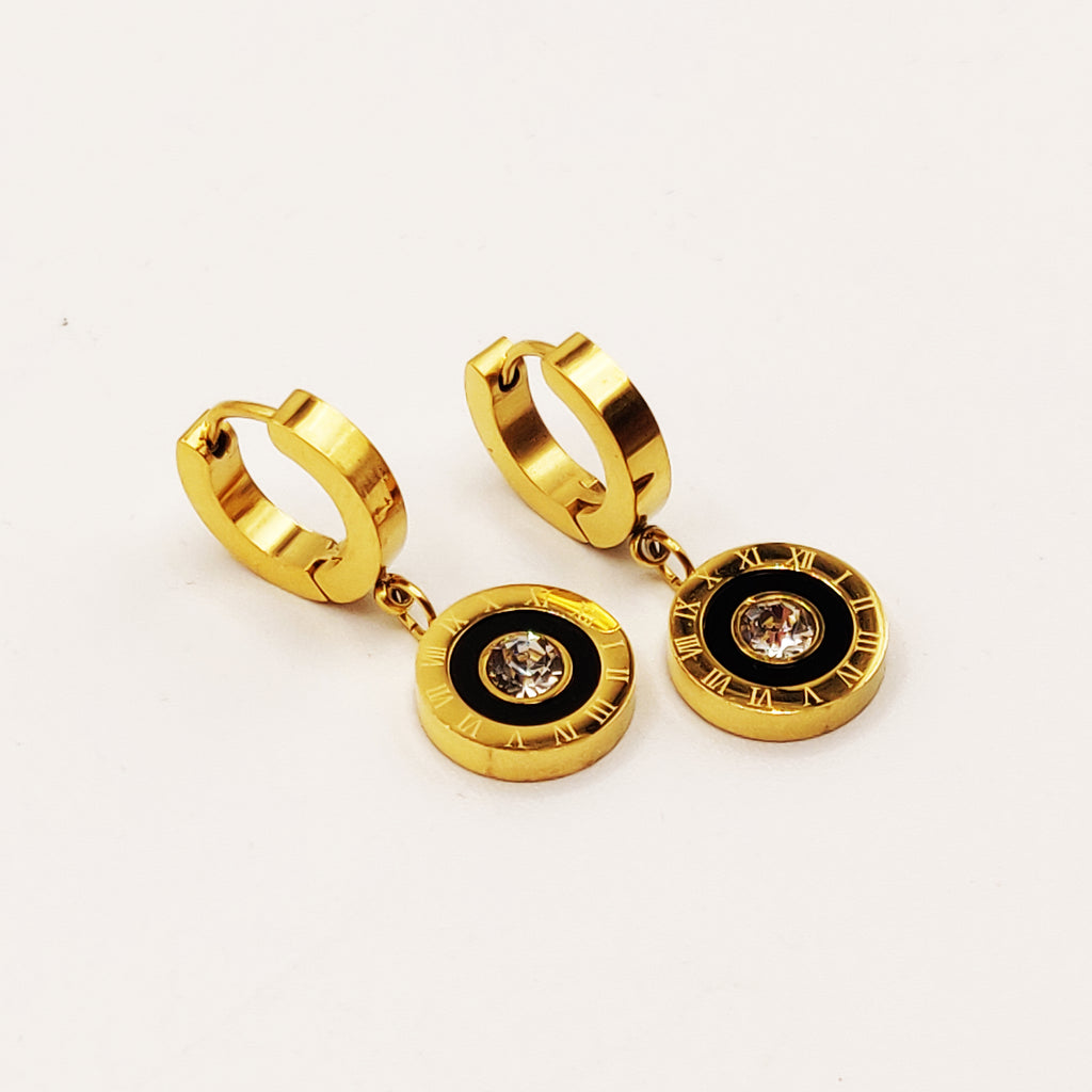 Boucles d'oreilles Romaines Cercles Noirs