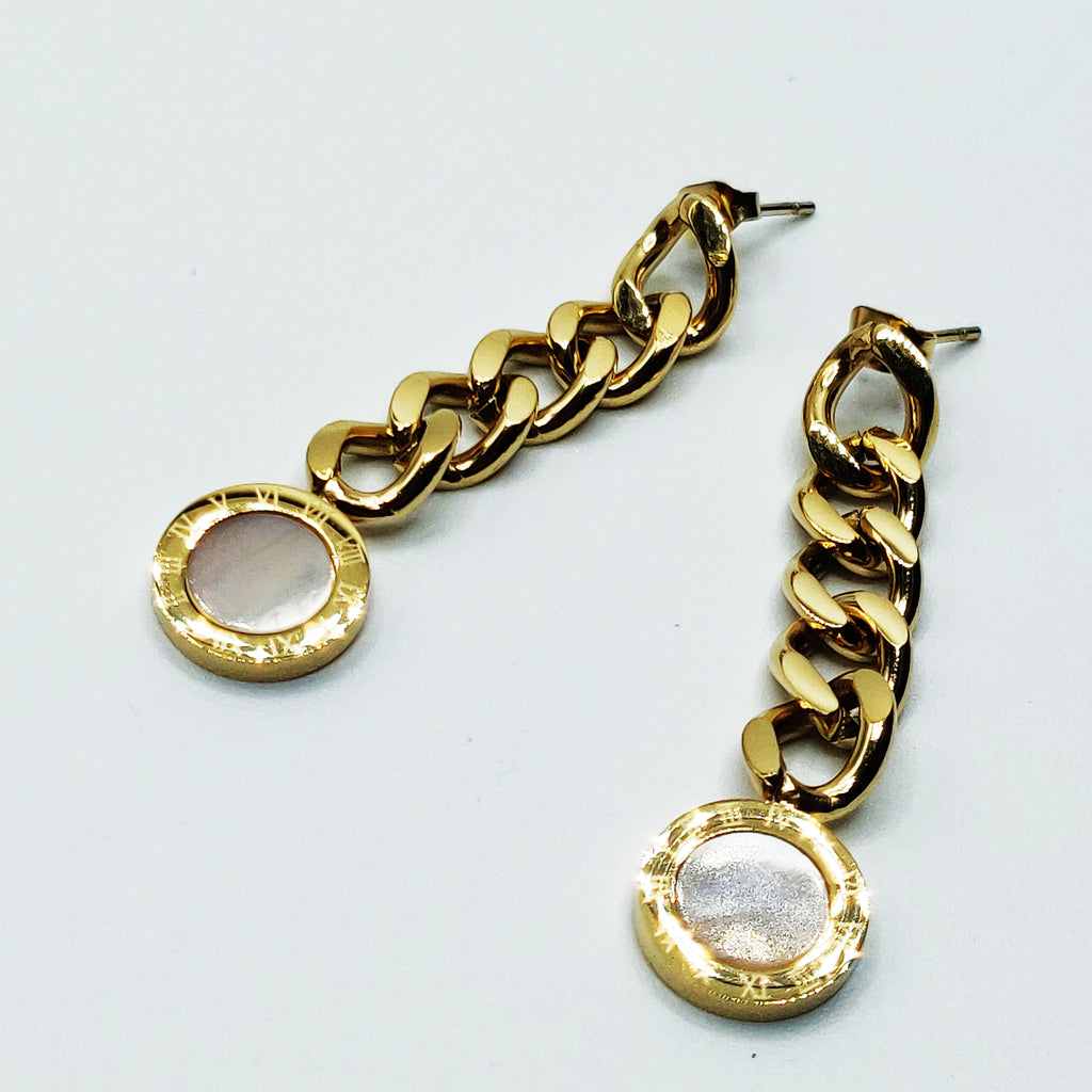 Boucles d'oreilles Romaines Tresse Blanc Nacré