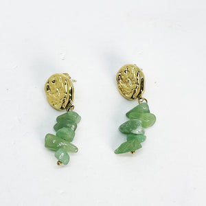 Boucles d'oreilles Cercles et Pierres Vertes