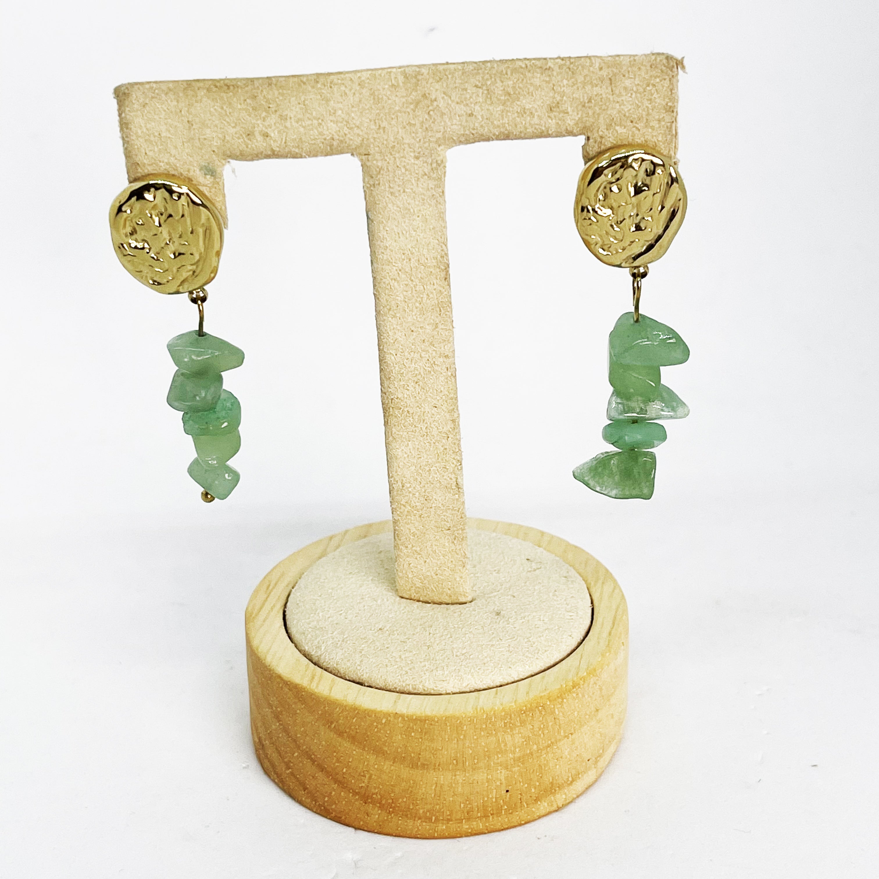 Boucles d'oreilles Cercles et Pierres Vertes