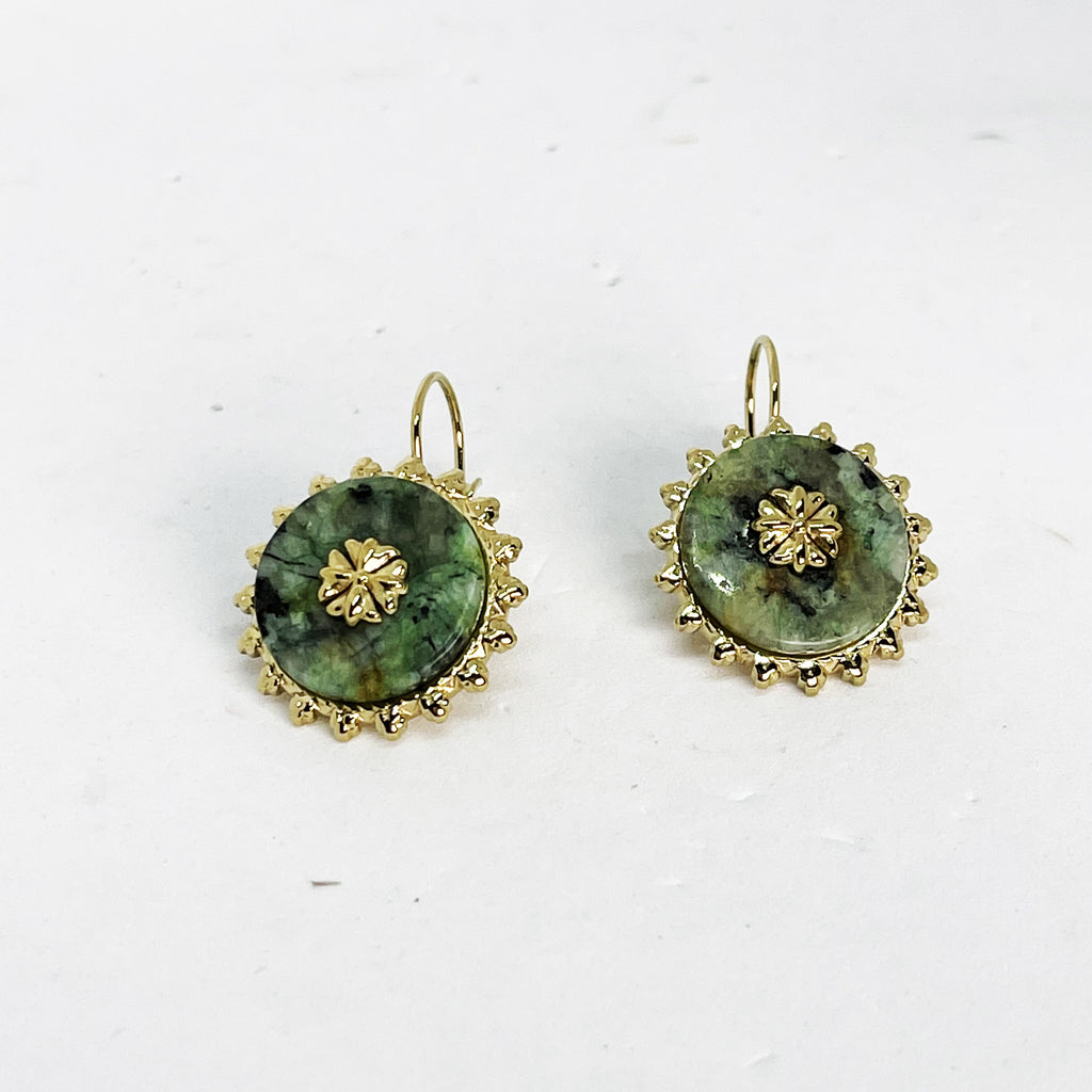 Boucles d'oreilles Soleils Verts Simples